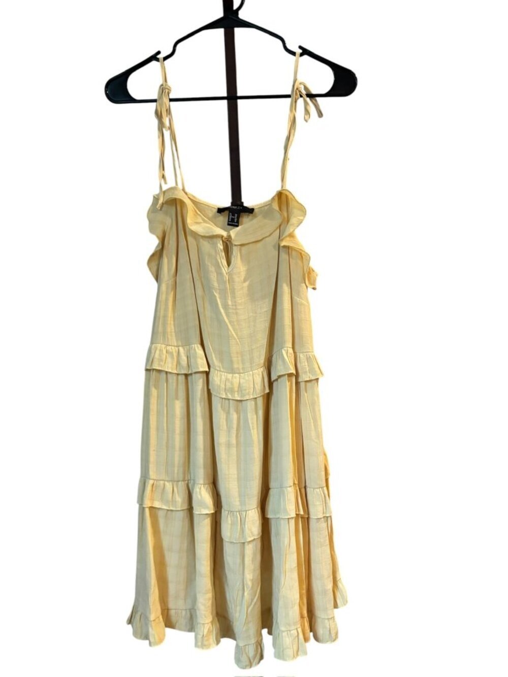 Forever 21+ Women's Yellow Tiered Mini Dress